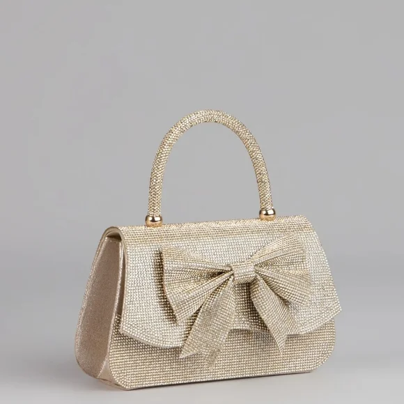 Windsor Gold Rhinestone Bow Clutch✨️ - Picture 1 of 11
